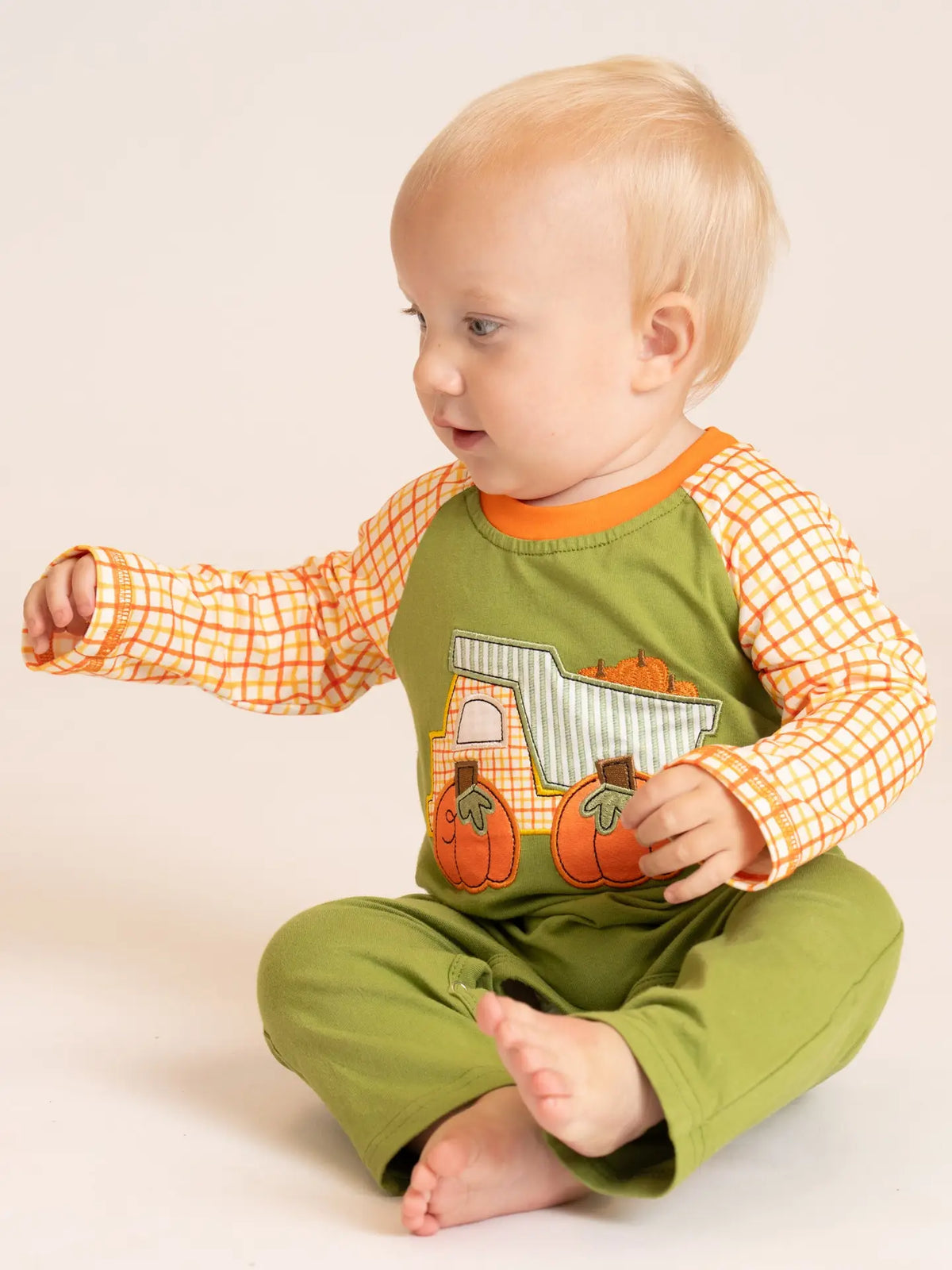 Pumpkin Hauler Crew Embroidered Romper