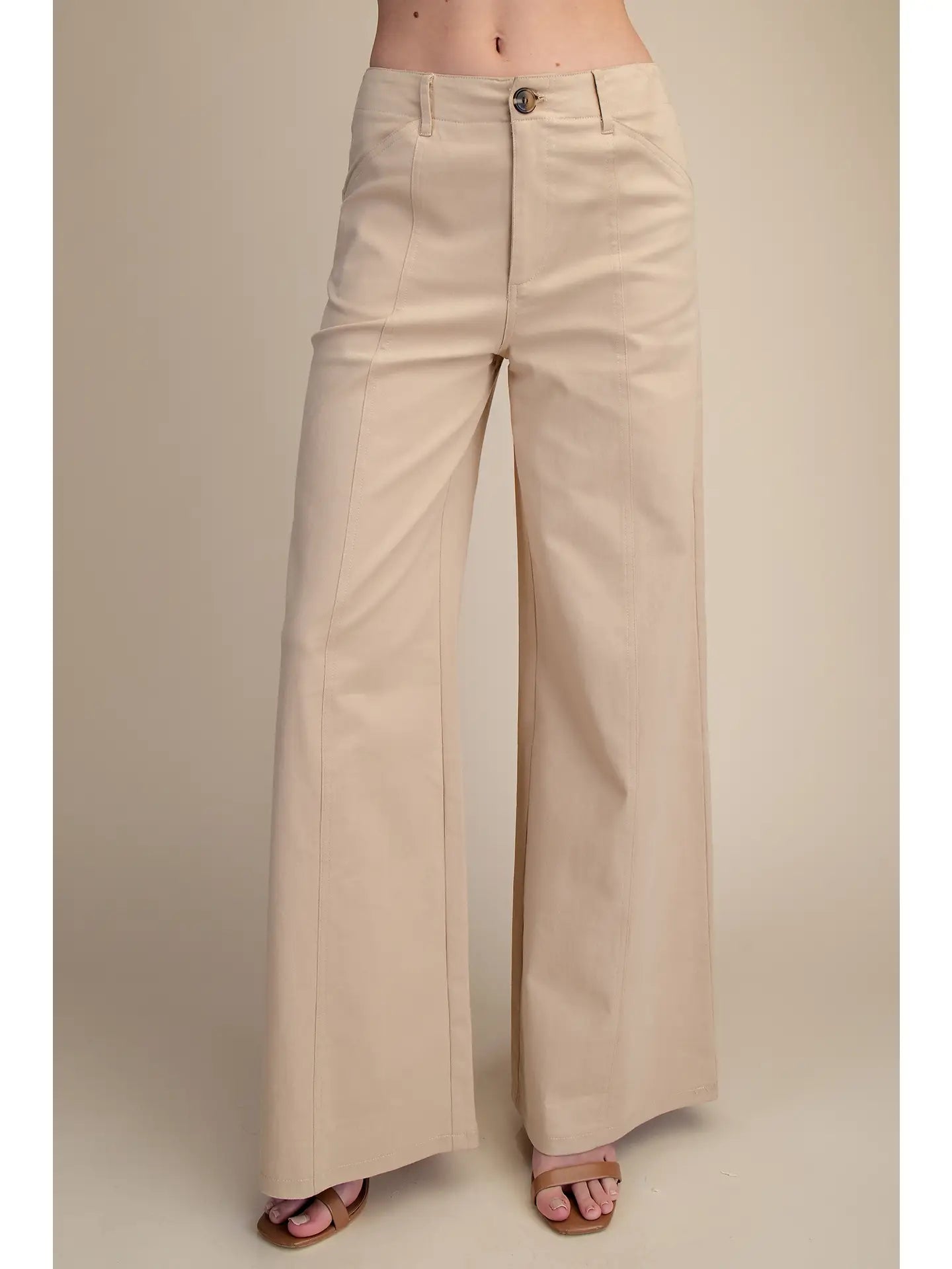 Khaki Wide Leg Pants