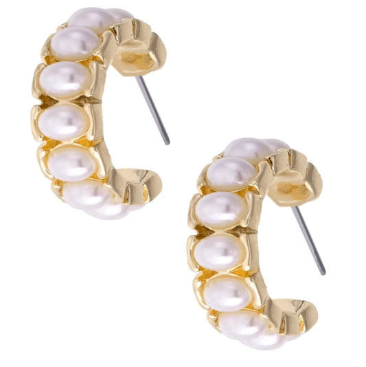 Kitty Pearl Hoop Earrings in Ivory