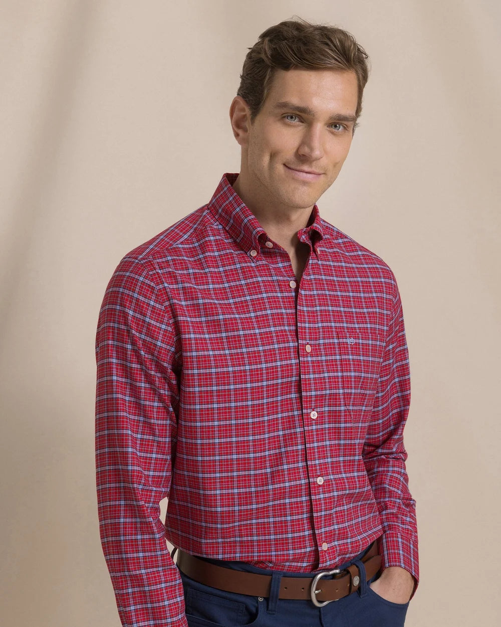 Southern Tide Skipjack Sportshirt Salsa Red
