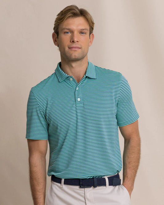Southern Tide Oceanfront Stripe Pique Polo Gulf Shores