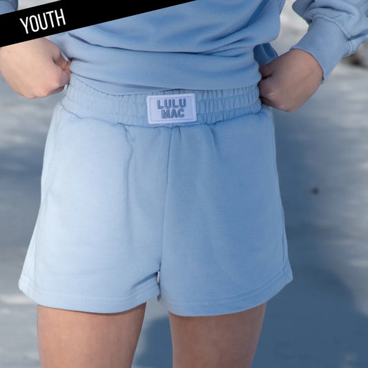 Lulu Mac Girl's Lt Blue Terry Cloth Shorts