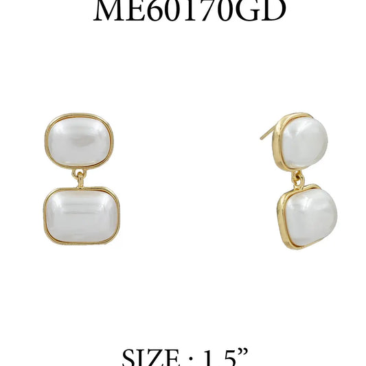 Double Pearl & Gold Earrings