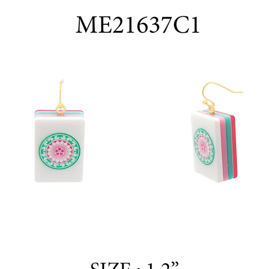 Mahjong Tile Acrylic 1.25" Earrings