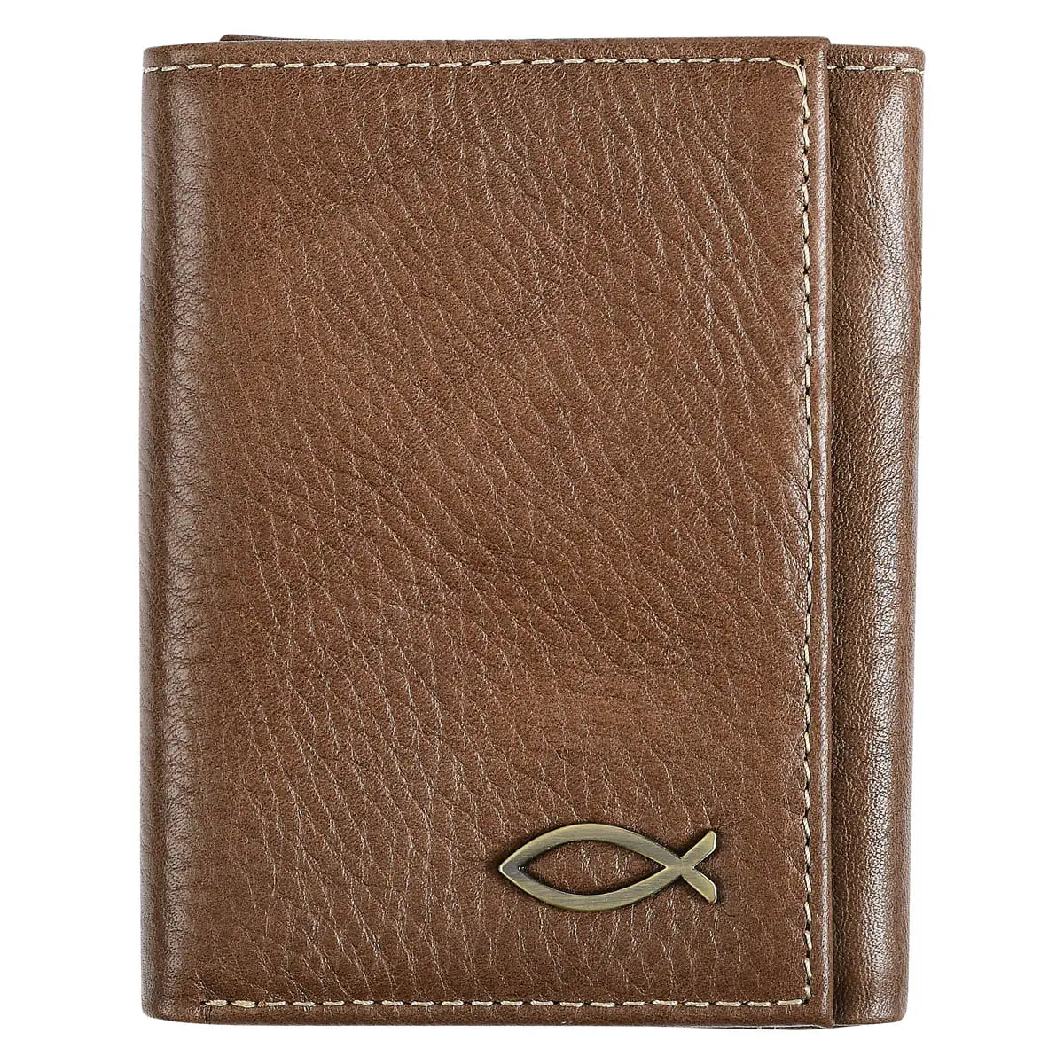 Leather Wallet Brown Ichthus Badge