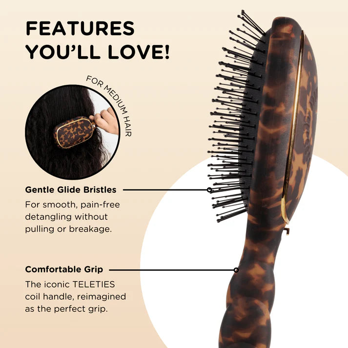 Teletie Detangler Hair Brush for Medium Hair – Tortoise