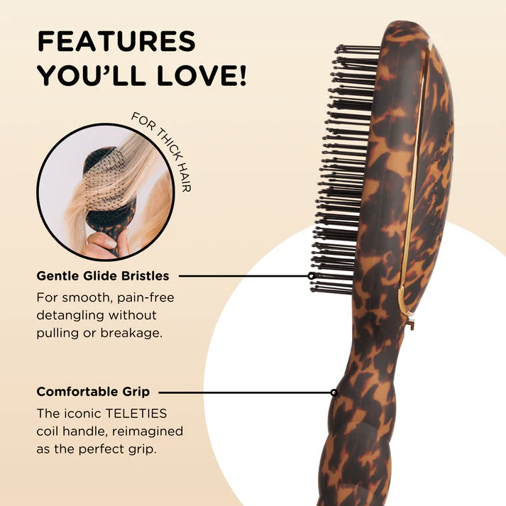 Teletie Detangler Hair Brush for Thick Hair – Tortoise