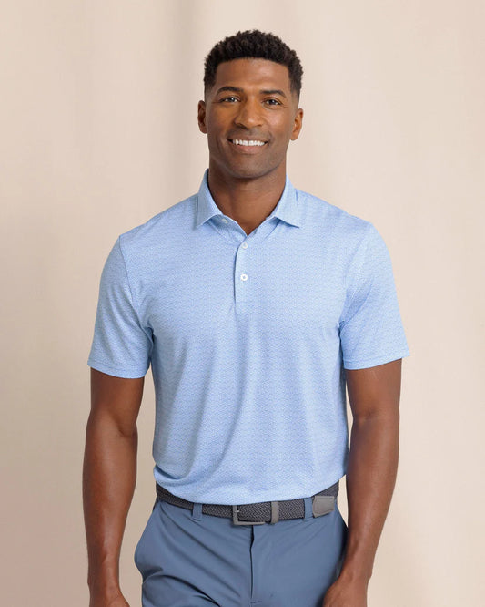 Southern Tide Men's Driver ST Geo Polo- Boat Blue