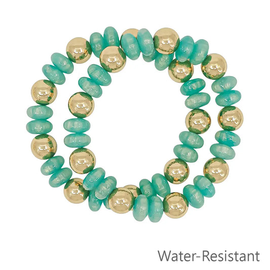 Mint & Gold Beaded Bracelets