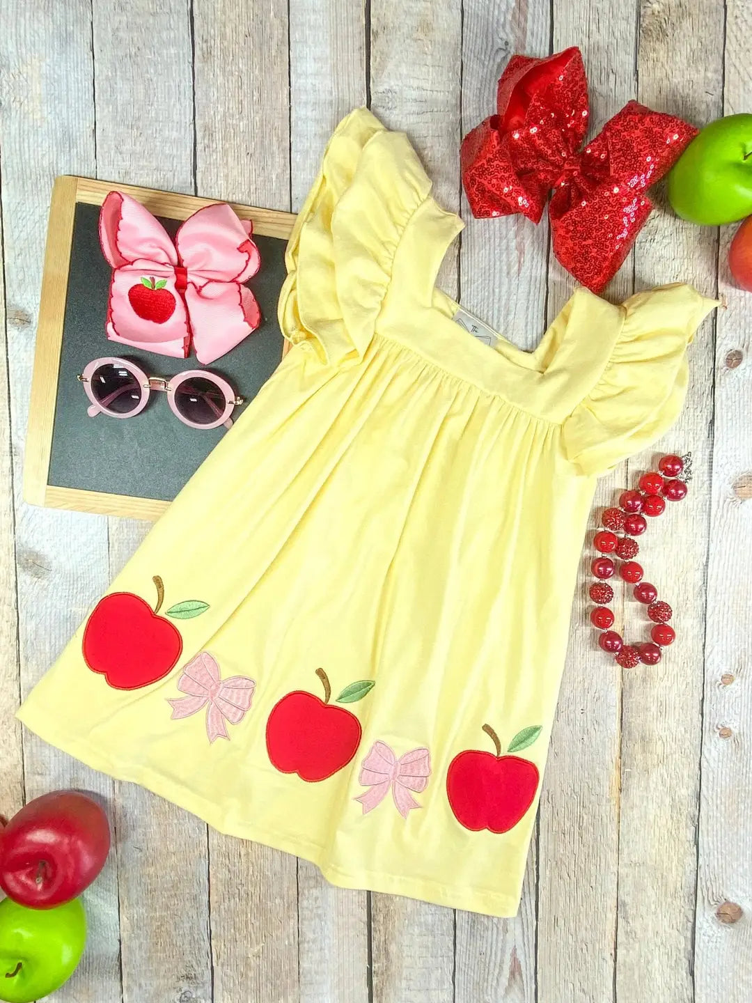 Apple & Bows Yellow Dress