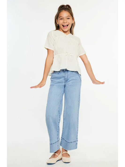 Kan Can Crop Wide Leg Jeans Medium Wash