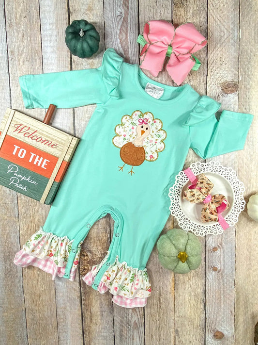 Floral Turkey Applique Romper