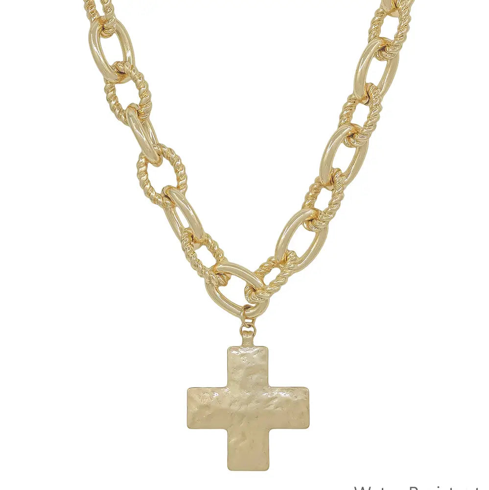 Chunky Gold Cross Necklace