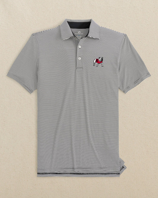 Southern Tide Georgia Bulldogs Caviar Black Striped Polo