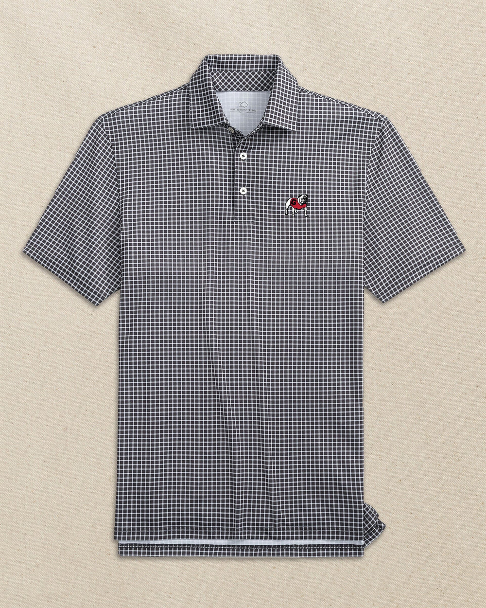 Southern Tide Black UGA DriverDunes Edge Plaid Polo