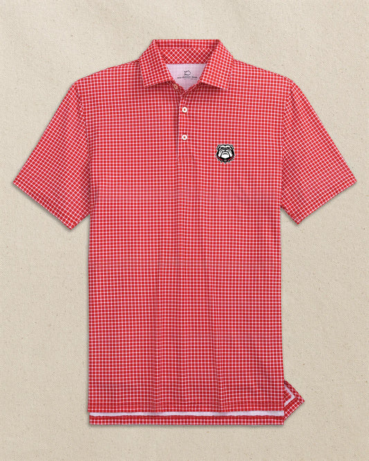 Southern Tide Georgia Bulldogs Head Driver Dunes Edge Plaid Polo Red