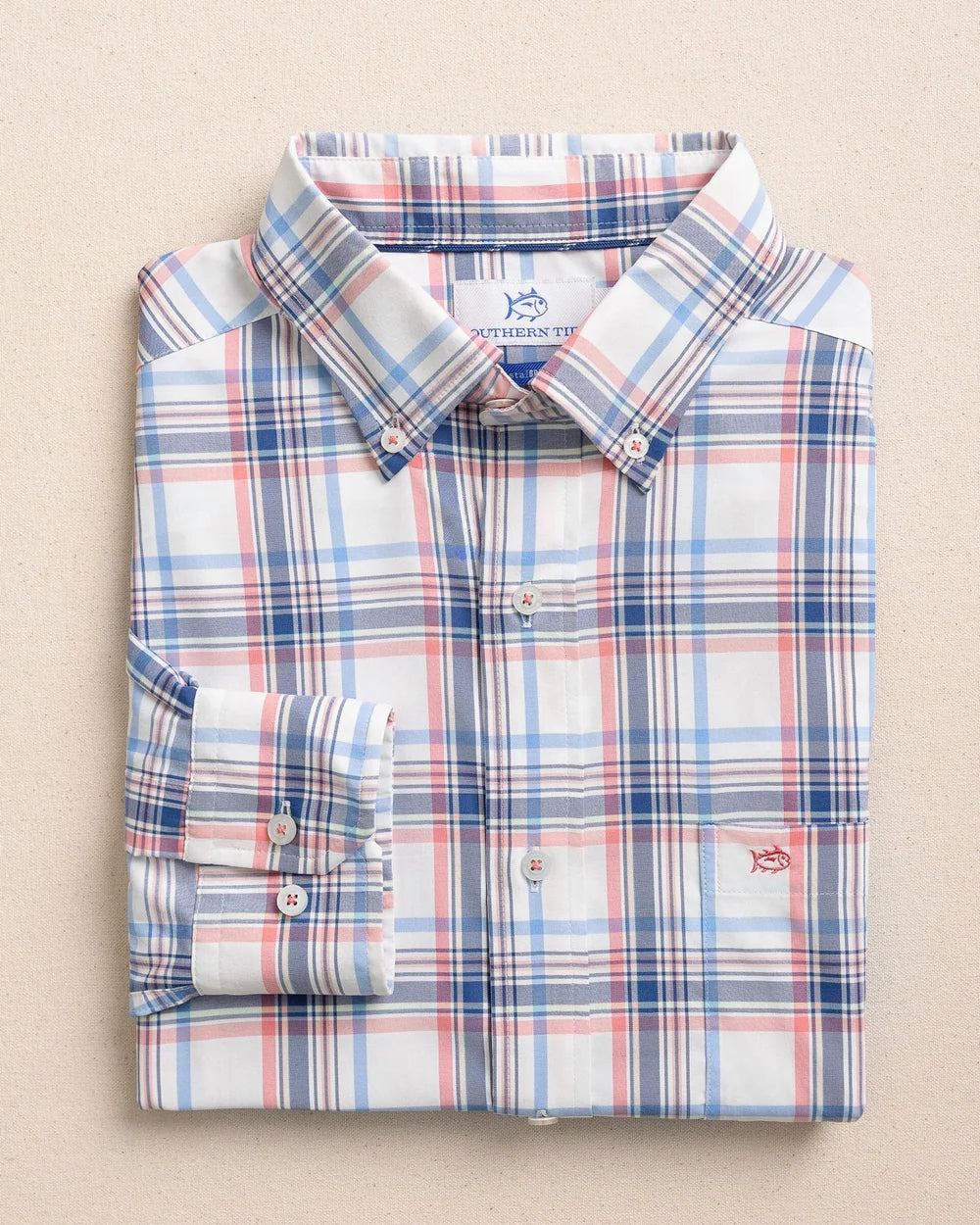 Southern Tide Gulf Haven Coastal Breeze Sportshirt Coral Beach