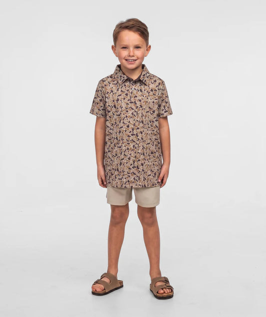 Southern Shirt Co Youth Hunters Hideaway Ember Brown Polo