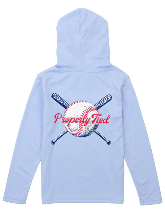 Properly Tied Boys Shade Performance Hoodie Play Ball Light Blue