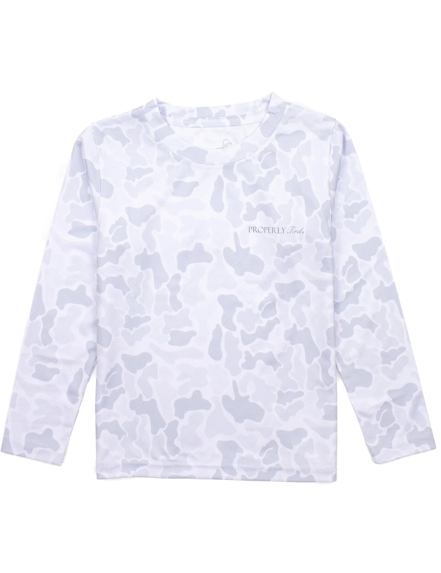 Properly Tied Boys Sportsman Performance LS Snow Camo