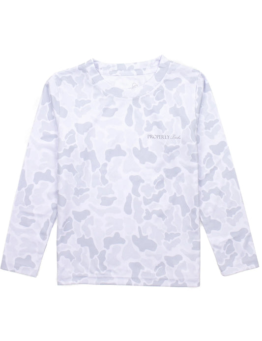 Properly Tied Boys Sportsman Performance LS Snow Camo