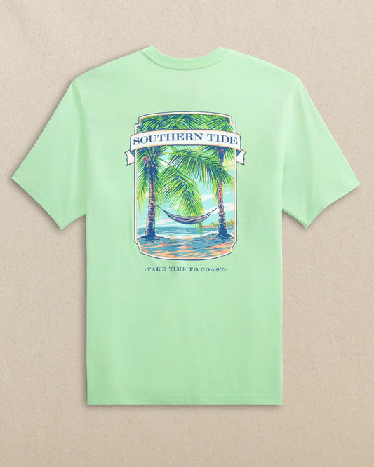 Southern Tide Green Ash Palm Hammock Time to Coast Short Sleeve T-Shirt