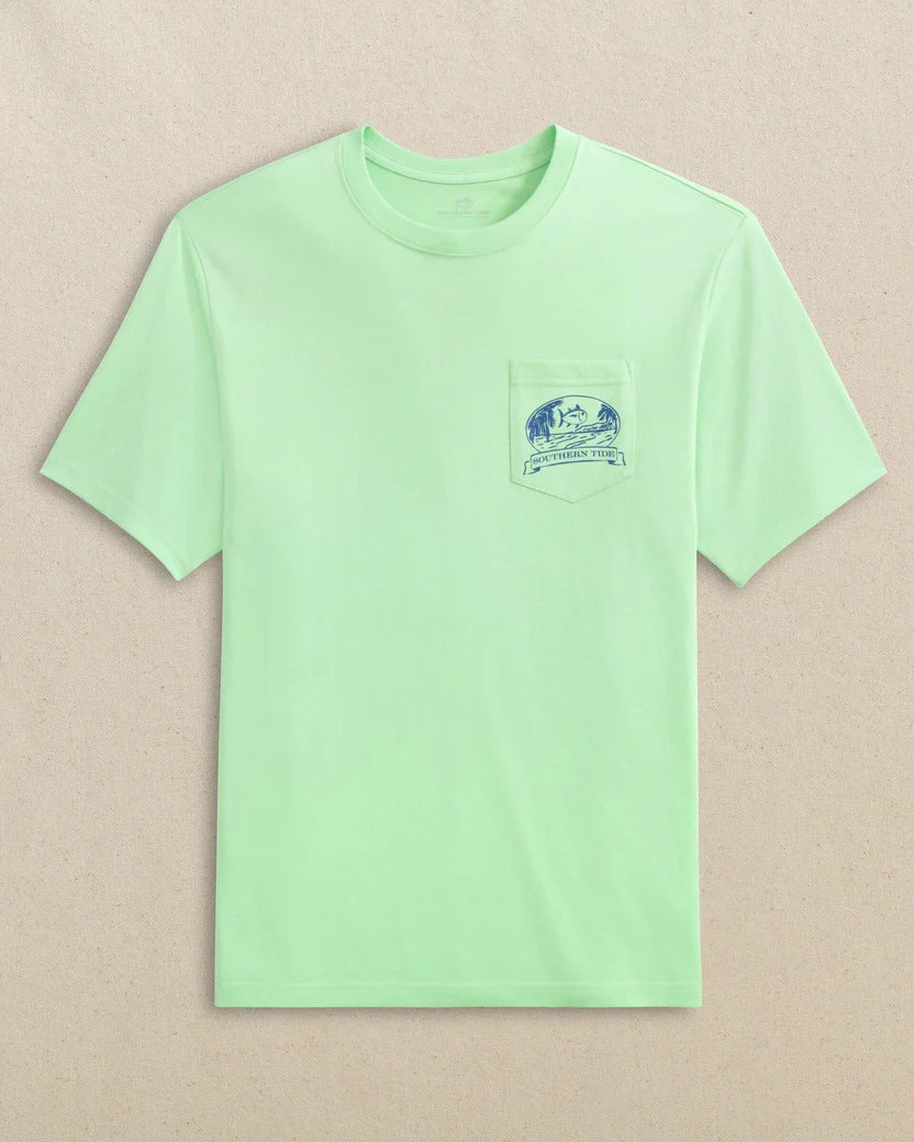 Southern Tide Green Ash Palm Hammock Time to Coast Short Sleeve T-Shirt