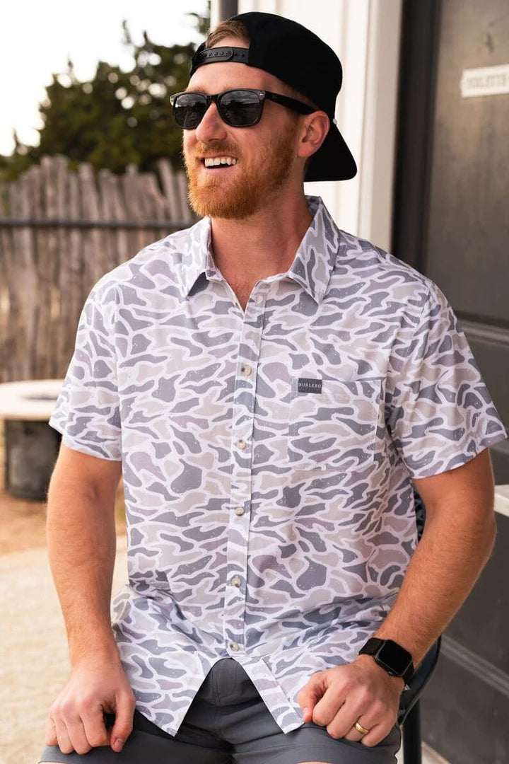 Burlebo White Camo Performance Button Up