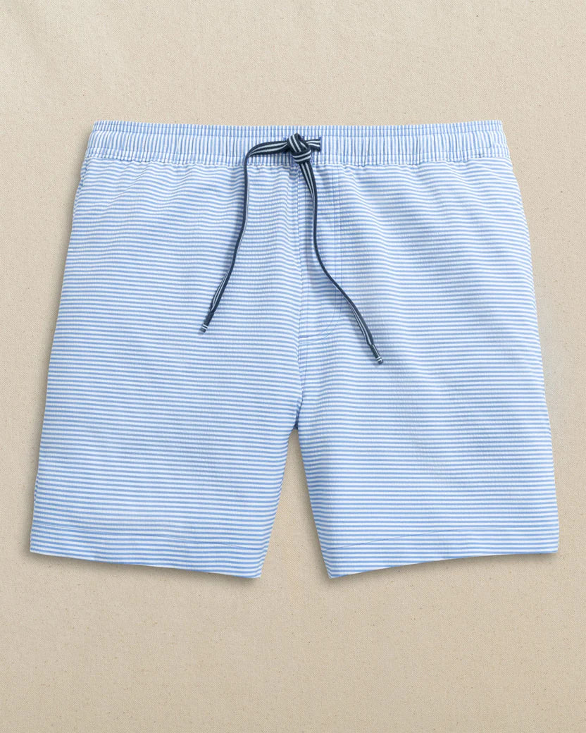 Southern Tide Seersucker Stripe Maritime Swim Trunk Blue Stream