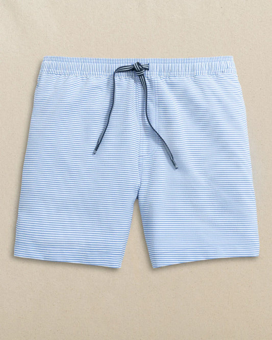 Southern Tide Seersucker Stripe Maritime Swim Trunk Blue Stream