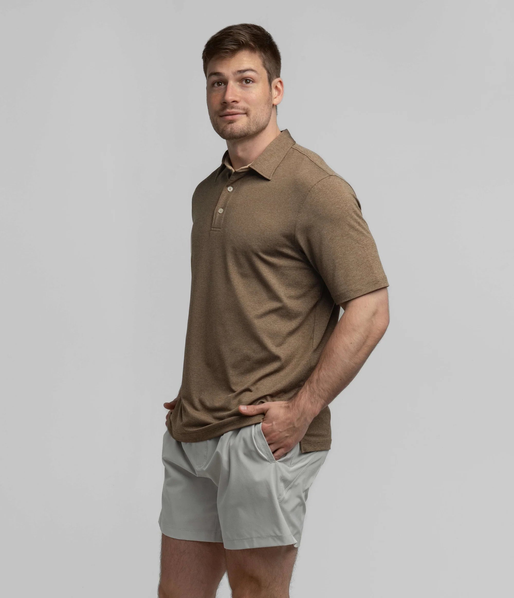SSCO Grayton Heather Polo in Color Java – Cardinal Creek Spaniels