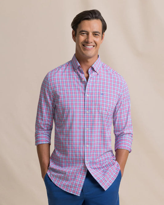 Southern Tide Tortuga Plaid Sport Shirt Island Pink