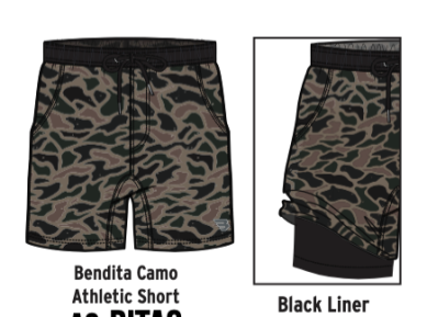 Burlebo Bendita Camo Athletic Shorts 7" Inseam