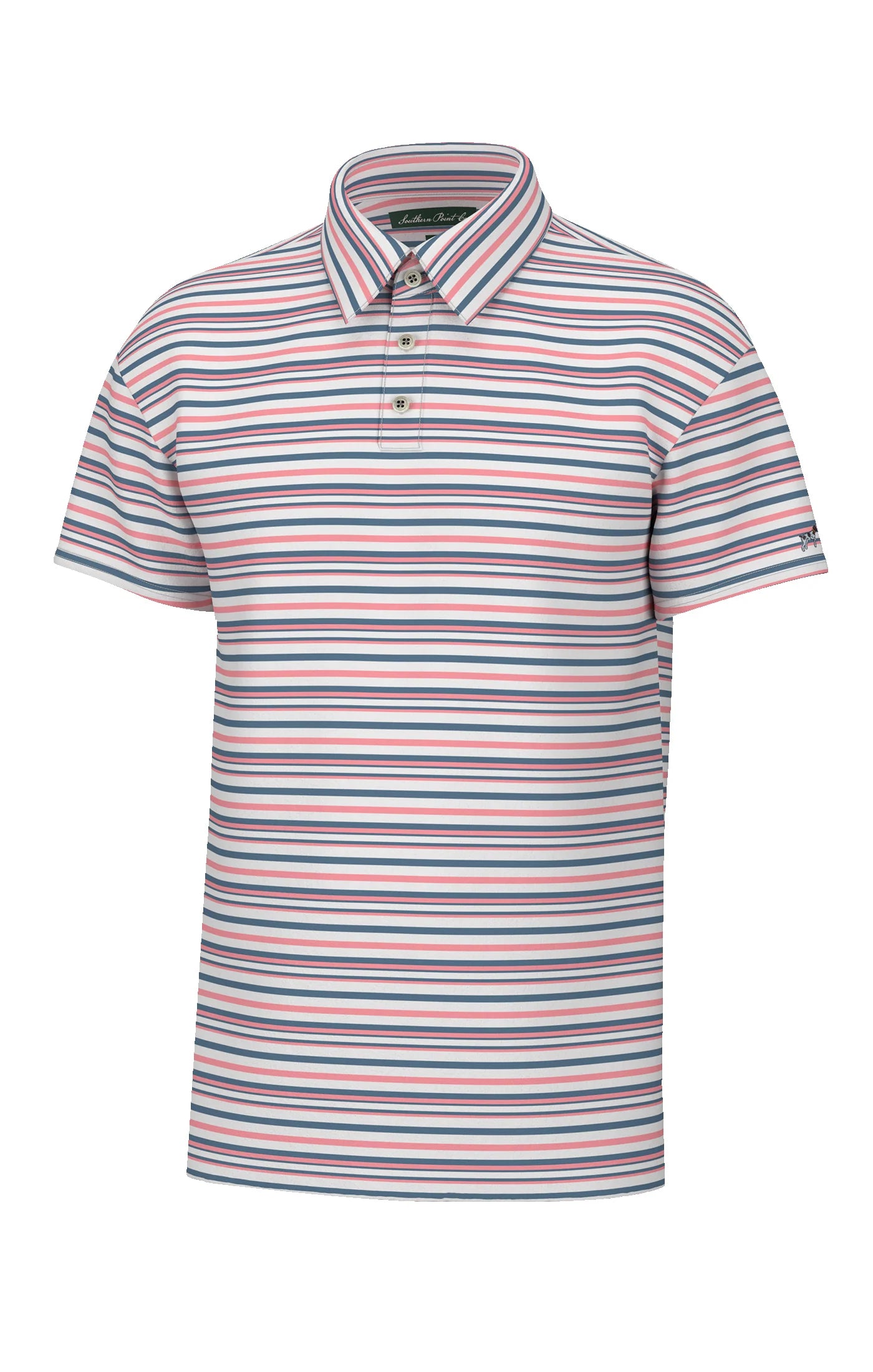 Southern Point Valley Stripe Polo Capt Blue/Flamingo