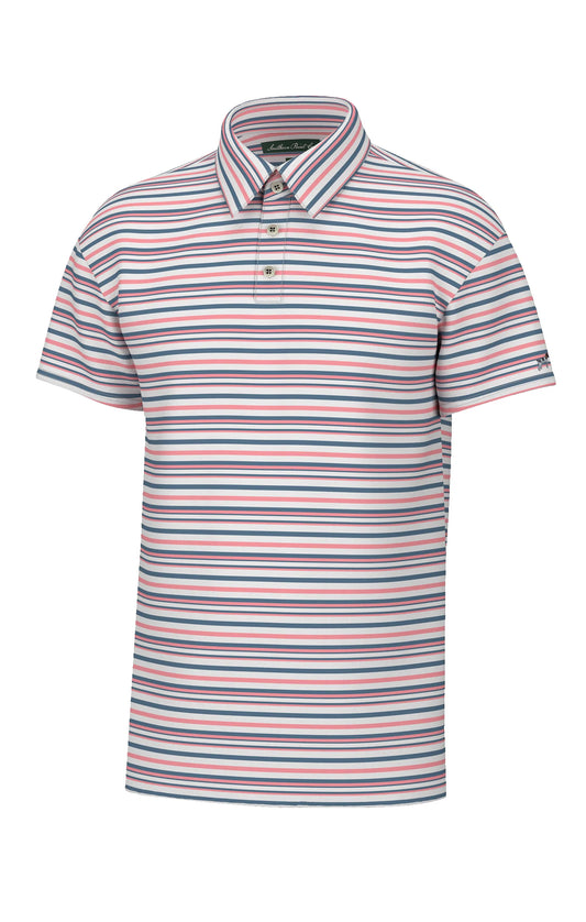 Southern Point Valley Stripe Polo Capt Blue/Flamingo